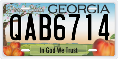 GA license plate QAB6714