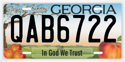 GA license plate QAB6722