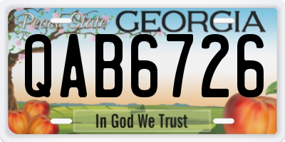 GA license plate QAB6726