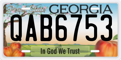 GA license plate QAB6753