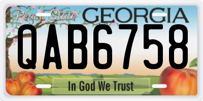 GA license plate QAB6758