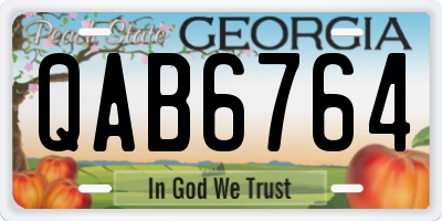 GA license plate QAB6764
