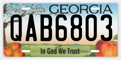 GA license plate QAB6803