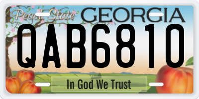 GA license plate QAB6810