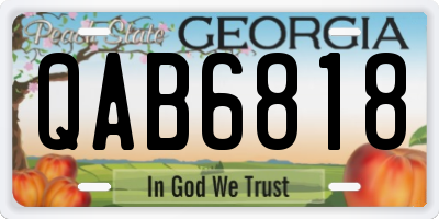 GA license plate QAB6818