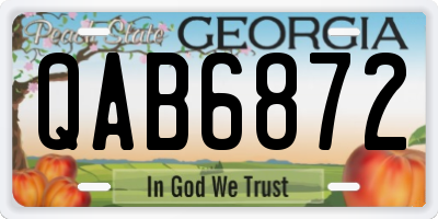 GA license plate QAB6872