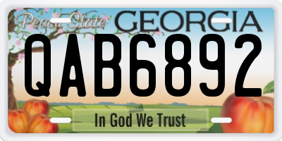 GA license plate QAB6892