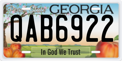 GA license plate QAB6922