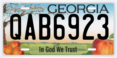 GA license plate QAB6923