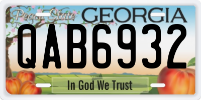GA license plate QAB6932