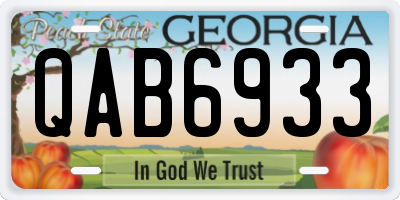 GA license plate QAB6933