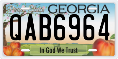GA license plate QAB6964