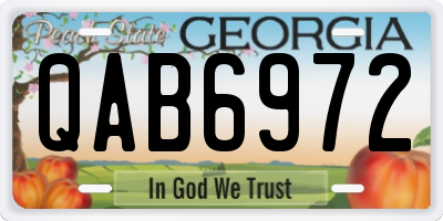 GA license plate QAB6972