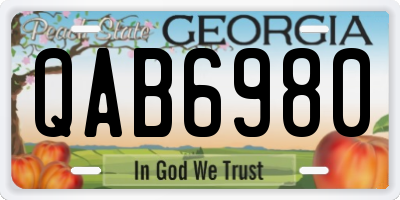 GA license plate QAB6980