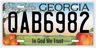 GA license plate QAB6982