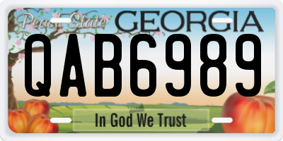 GA license plate QAB6989