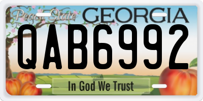 GA license plate QAB6992