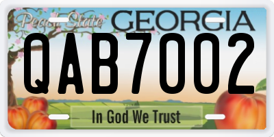 GA license plate QAB7002