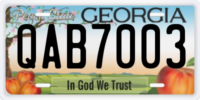 GA license plate QAB7003