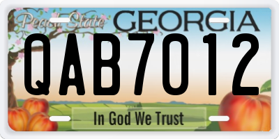 GA license plate QAB7012