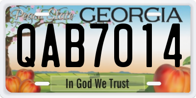 GA license plate QAB7014