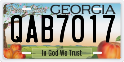 GA license plate QAB7017