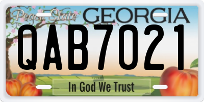 GA license plate QAB7021