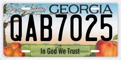 GA license plate QAB7025