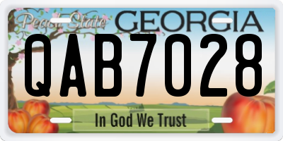 GA license plate QAB7028