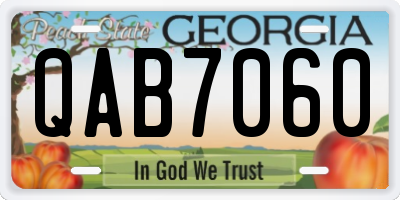GA license plate QAB7060