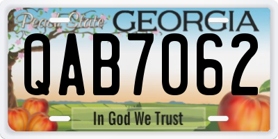 GA license plate QAB7062