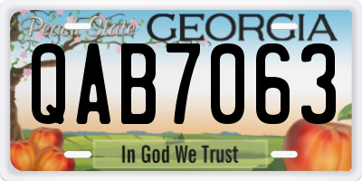 GA license plate QAB7063