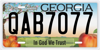GA license plate QAB7077