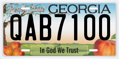 GA license plate QAB7100