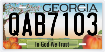 GA license plate QAB7103