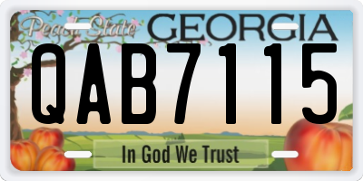 GA license plate QAB7115