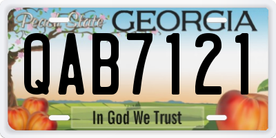 GA license plate QAB7121