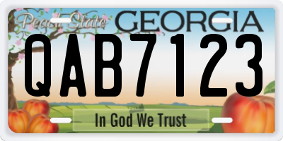 GA license plate QAB7123