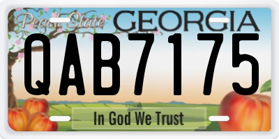 GA license plate QAB7175