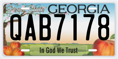 GA license plate QAB7178