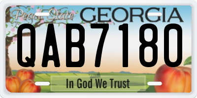 GA license plate QAB7180