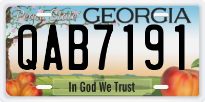 GA license plate QAB7191