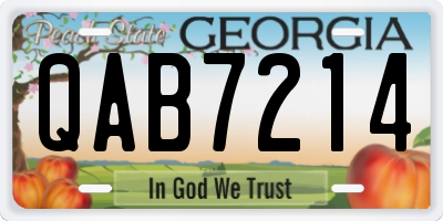 GA license plate QAB7214