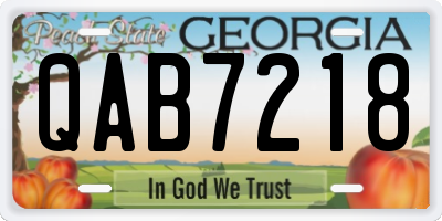 GA license plate QAB7218