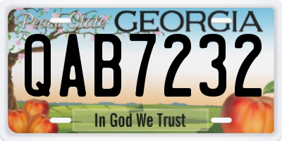 GA license plate QAB7232