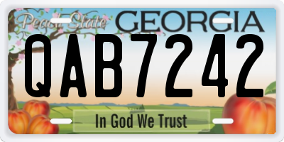 GA license plate QAB7242