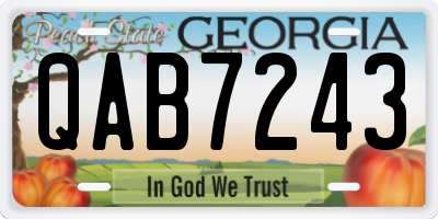 GA license plate QAB7243