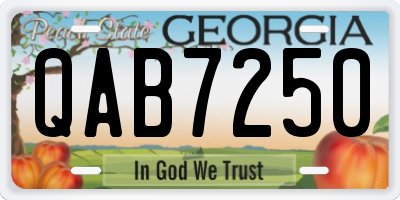 GA license plate QAB7250