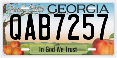 GA license plate QAB7257