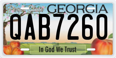 GA license plate QAB7260
